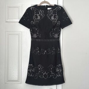 Women's Reiss Tinley Lace Dress Black Nude Slip Size 4 Cocktail Party Formal